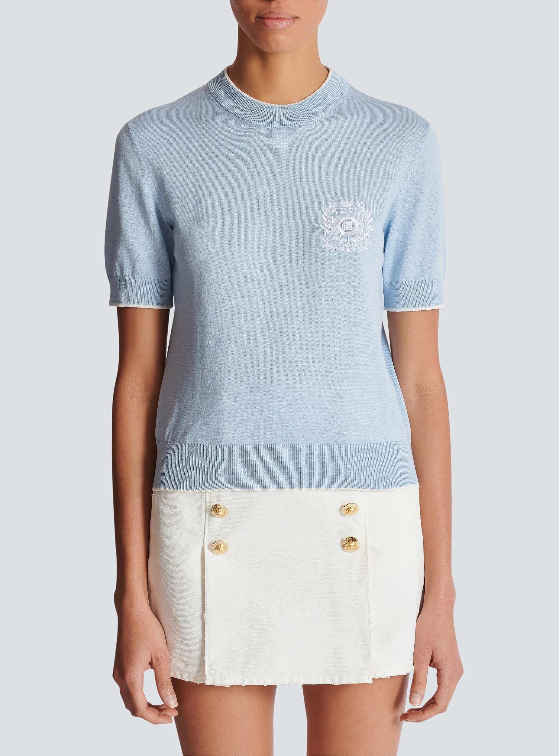 Balmain Emblème-embroidered knit top Product Image