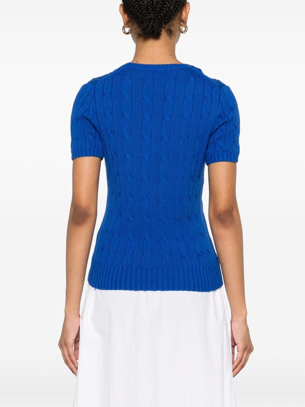 cable-knit short-sleeve top Product Image