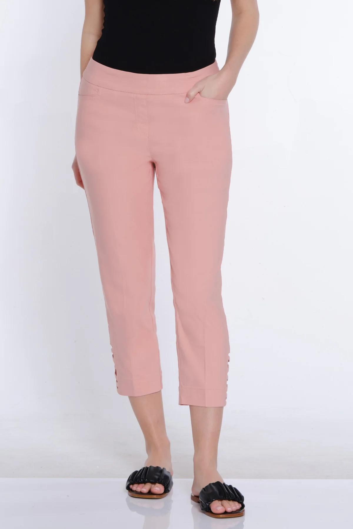 Twill Crop Pant with Zig-Zag Strap Hem Product Image