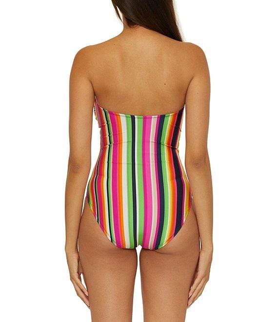 Trina Turk Anniversary Stripe Corset Lace-Up Halter Neck One Piece Swimsuit Product Image
