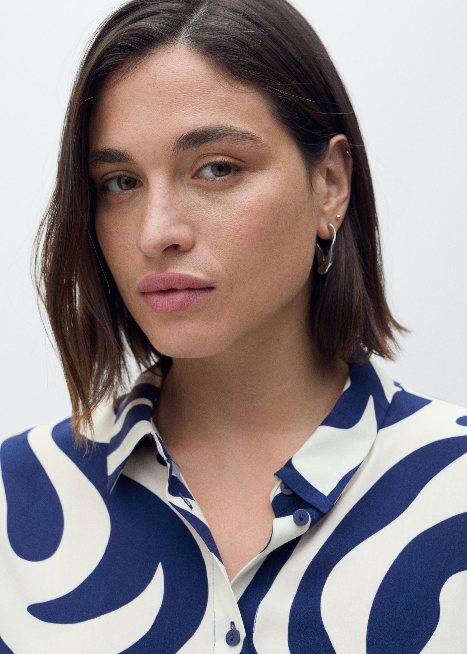 Printed shirt dress with belt - Women | MANGO USA Product Image