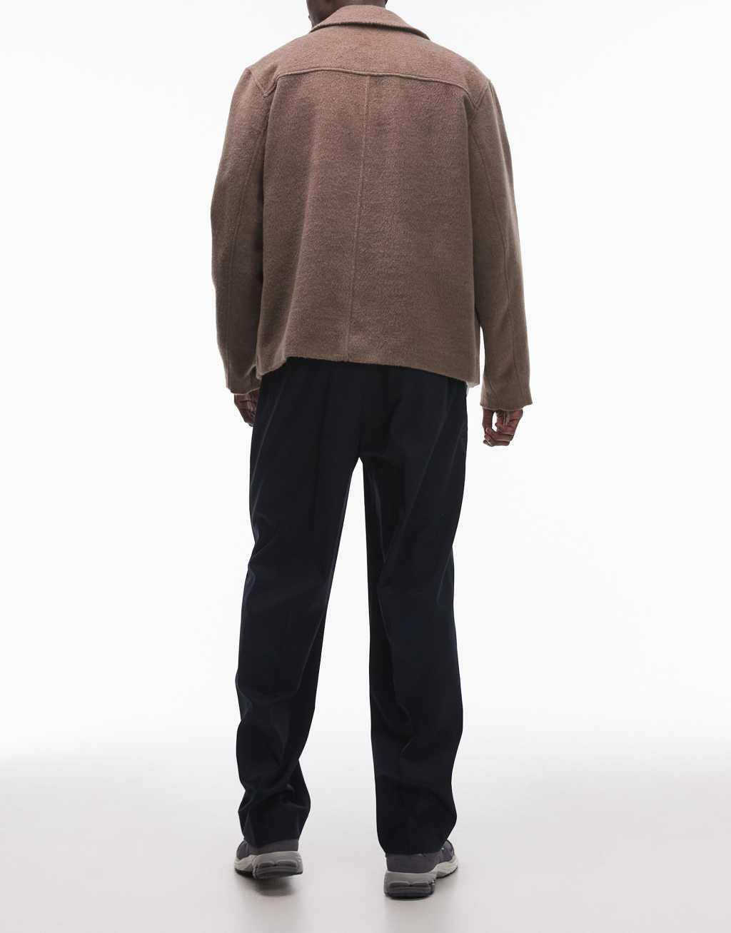 Topman wide leg pleated dress pants in navy Product Image