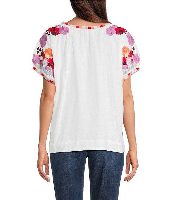 Tru Luxe Jeans Embroidered Batteau Neck Short Sleeve Top Product Image