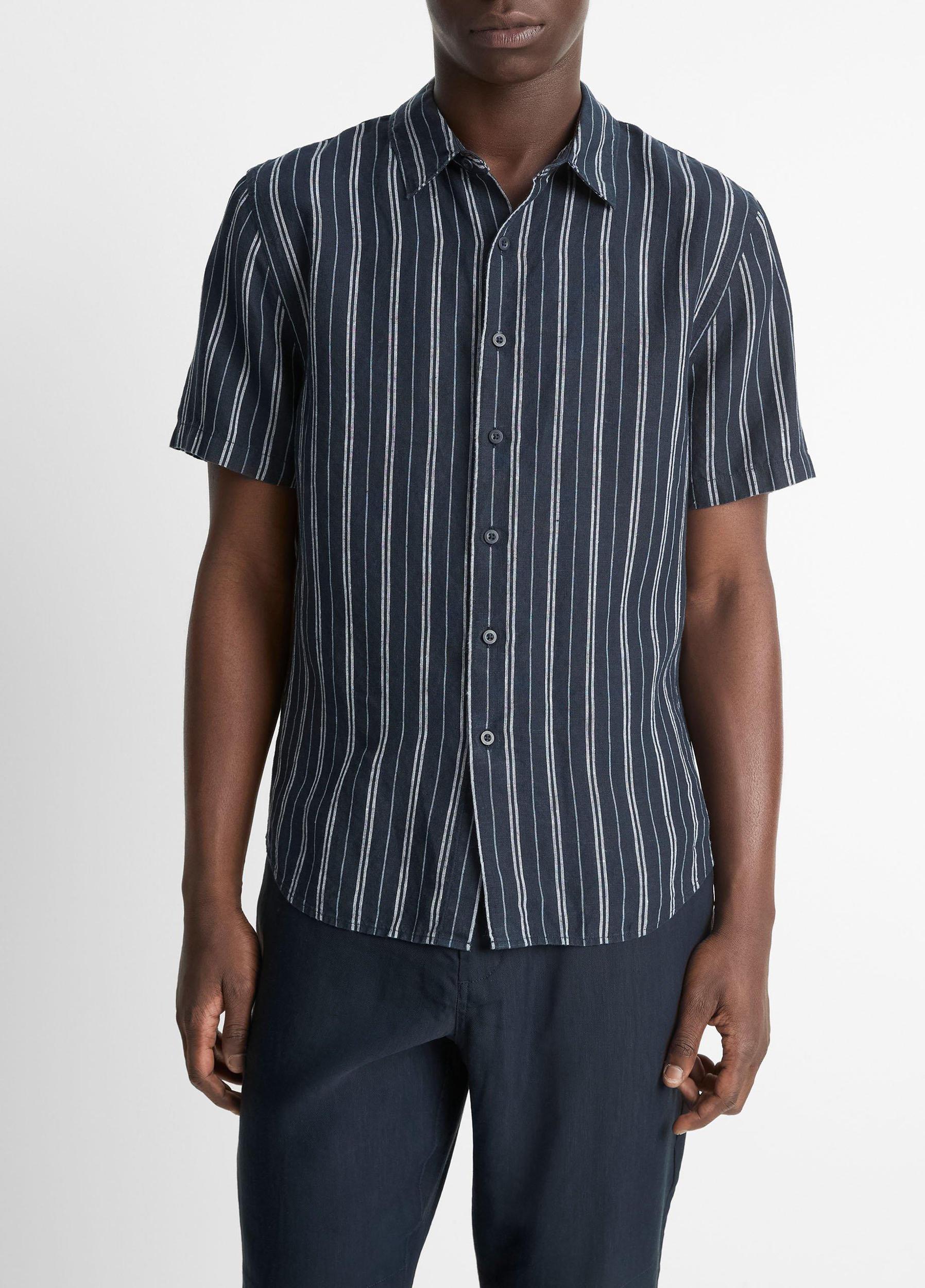 Mesa Stripe Hemp Short-Sleeve Shirt Product Image