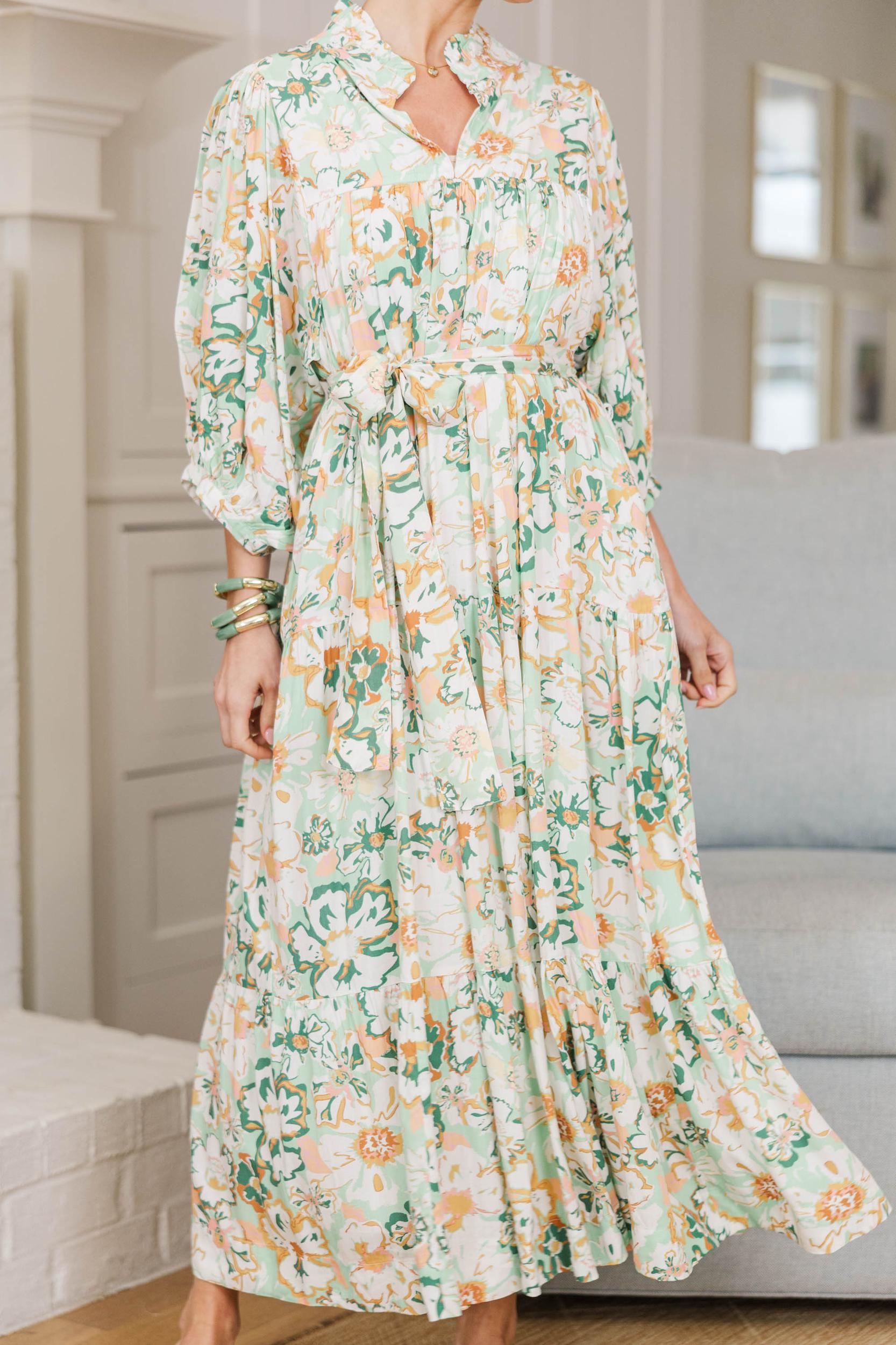 NURSING COLLECTION: All The Fun Mint Green Floral Midi Dress Female Product Image