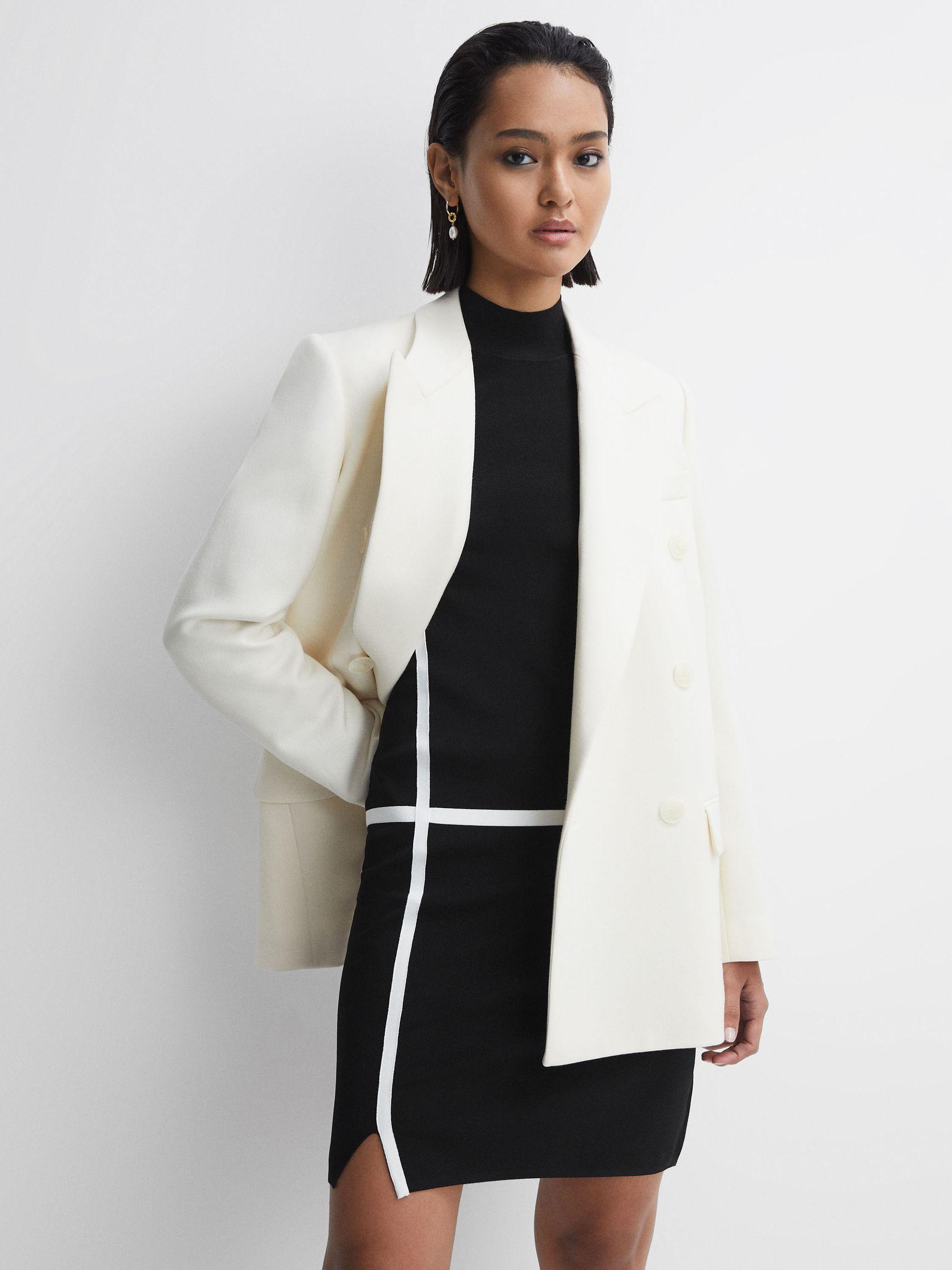 Knitted Bodycon Mini Dress in Black/Ivory Product Image