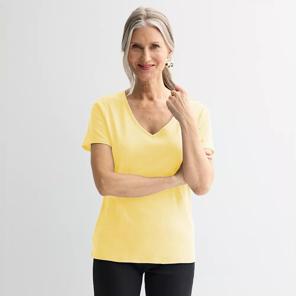 Women's Croft & Barrow® Essential V-Neck Tee, Size: XL, Yellow Yellow Product Image