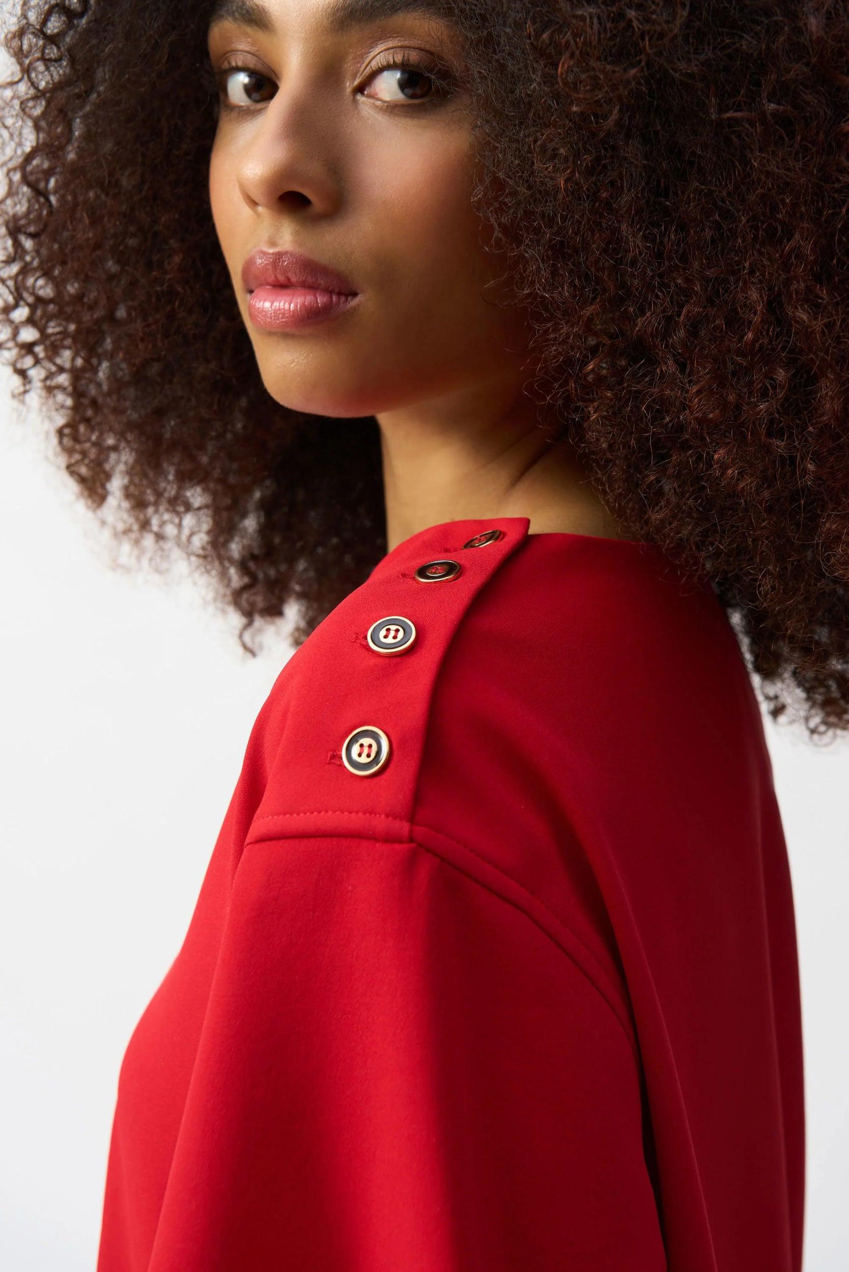 Woven Short Sleeve Straight Dress- Radiant Red Product Image