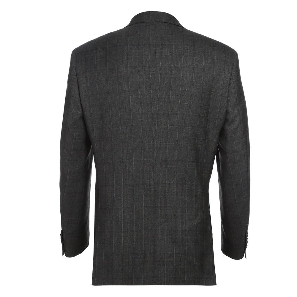 Black Regular Fit Wool Blend Windowpane 2 Piece Suit Product Image