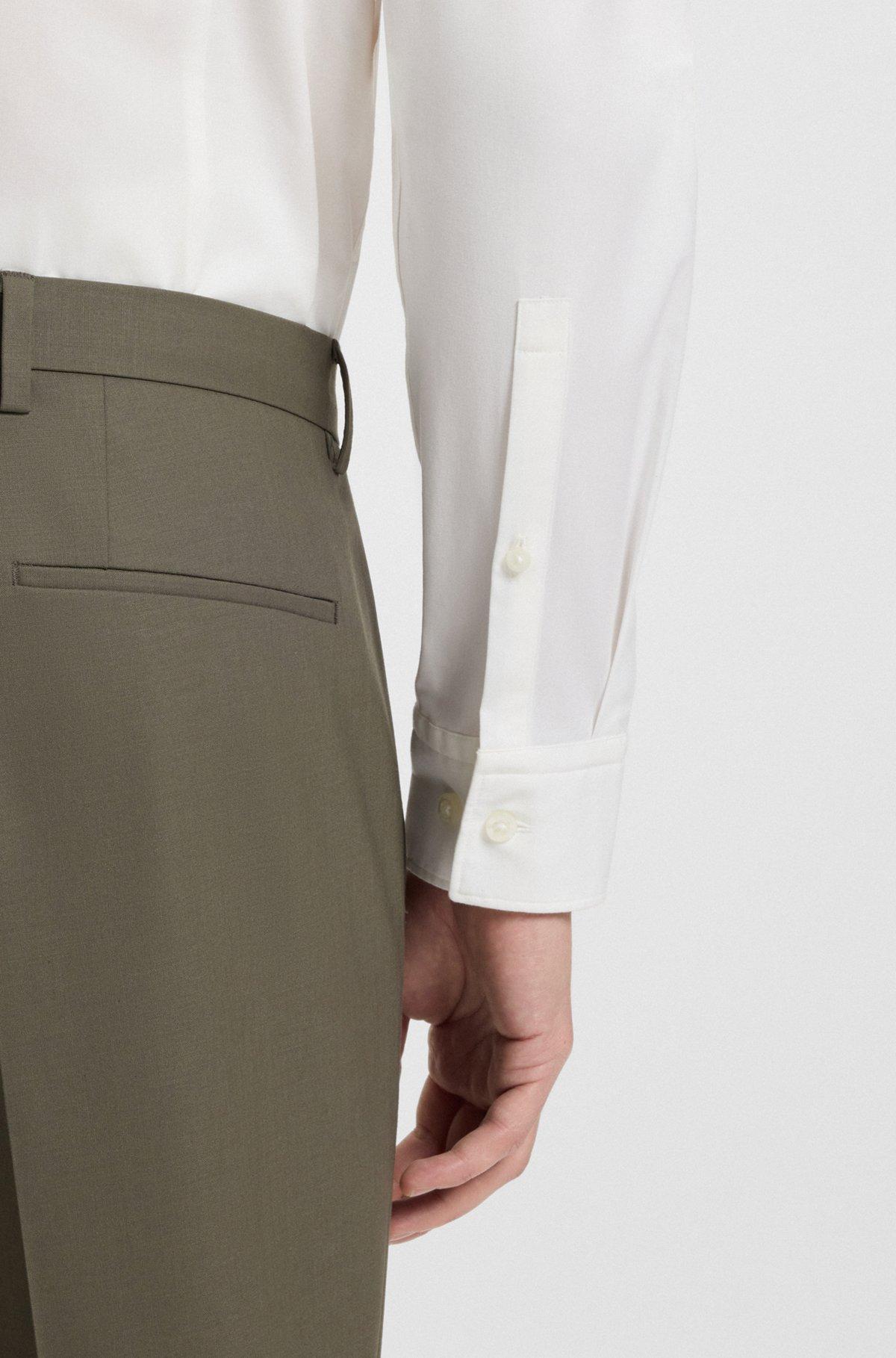 HUGO - Slim-fit shirt in cotton poplin with logo stripe - White Product Image