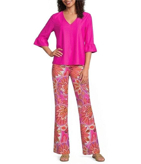 Jude Connally Trixie Jude Cloth Knit Stained Glass Print Wide-Leg Pull-On Pants Product Image