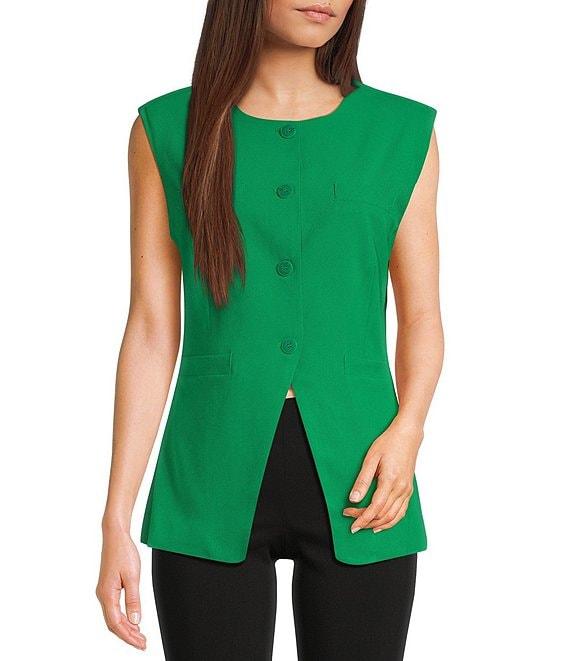 Takara Button Front Split Hem Vest Product Image