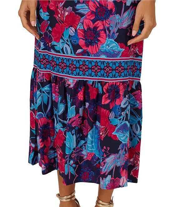 Adrianna by Adrianna Papell Floral V-Neckline Flutter Cap Sleeve Midi Dress Product Image