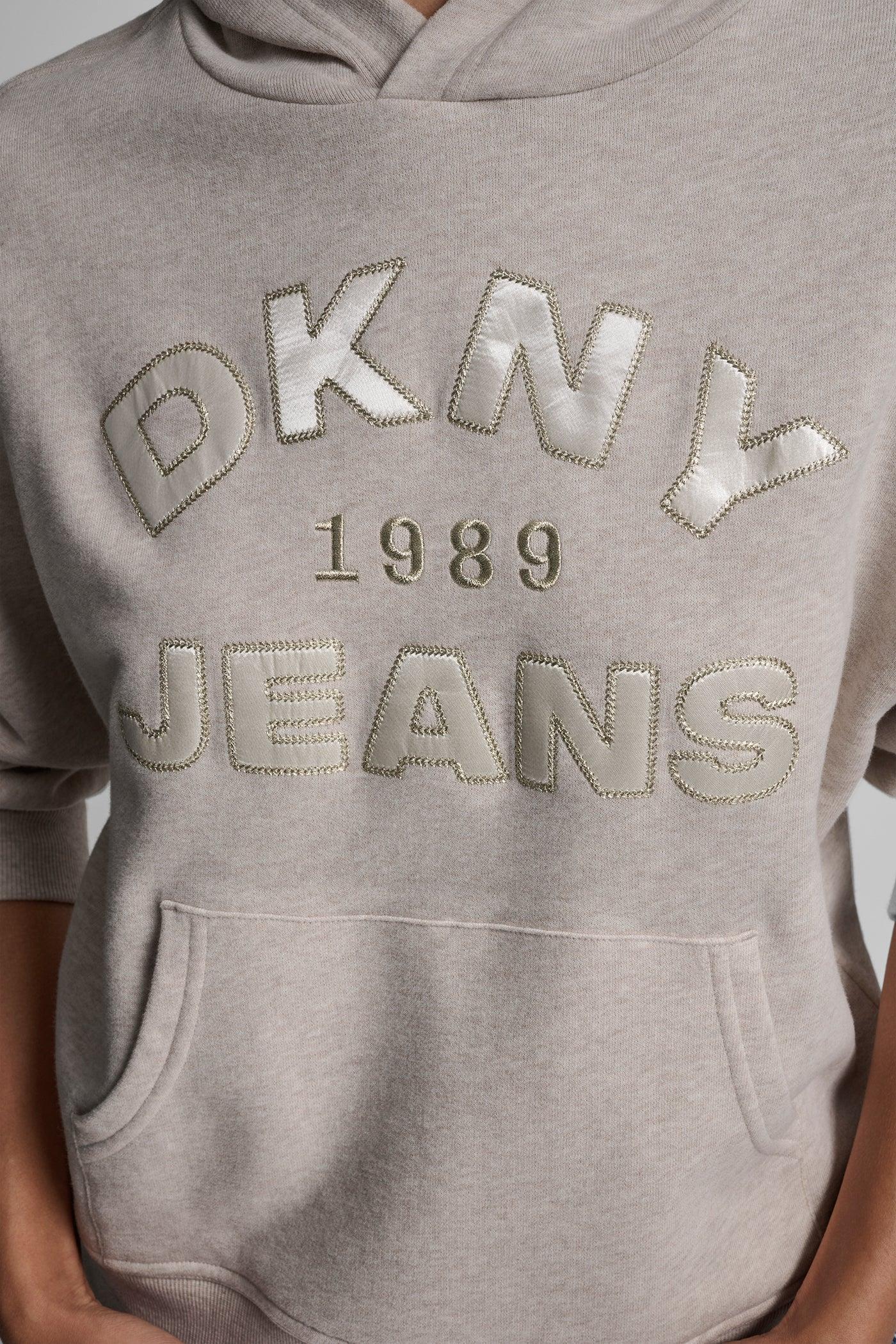 DKNY JEANS SATIN APPLIQUE CHAINSTITCH LOGO SWEATSHIRT Product Image