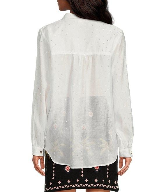 Never Fully Dressed Miley Stud Point Collar Neck Long Sleeve Sheer Button Front Shirt Product Image