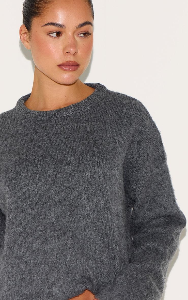 Grey Marl Soft Knit Oversized Sweater Product Image