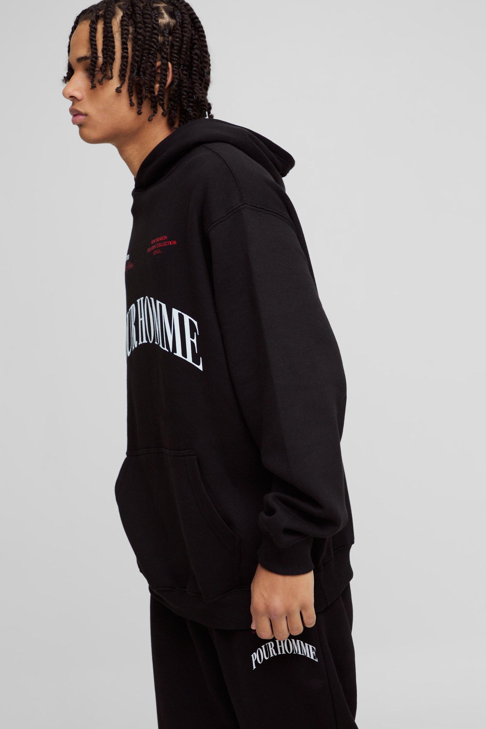 Oversized Homme Printed Hooded Tracksuit | boohooMAN USA Product Image
