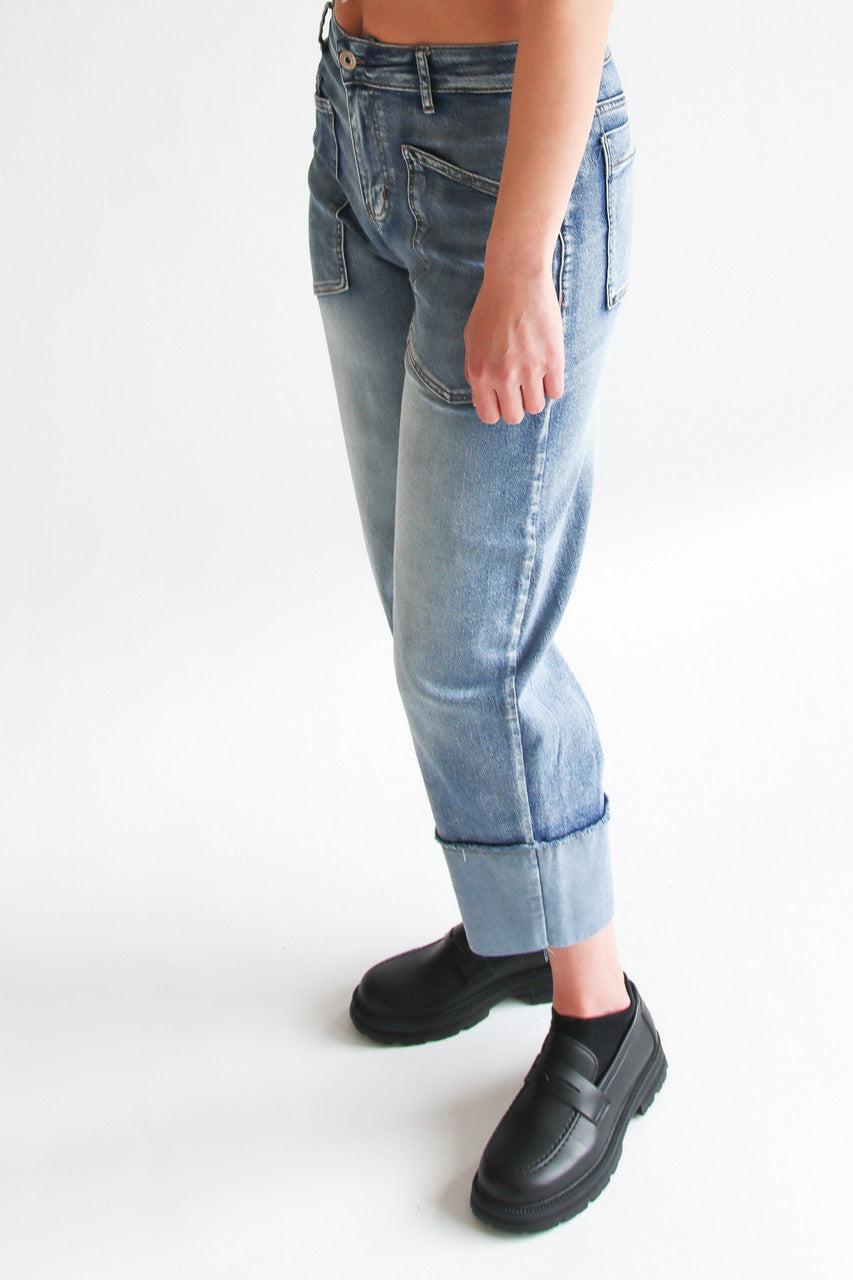 Patch Pocket Barrel Jeans Product Image