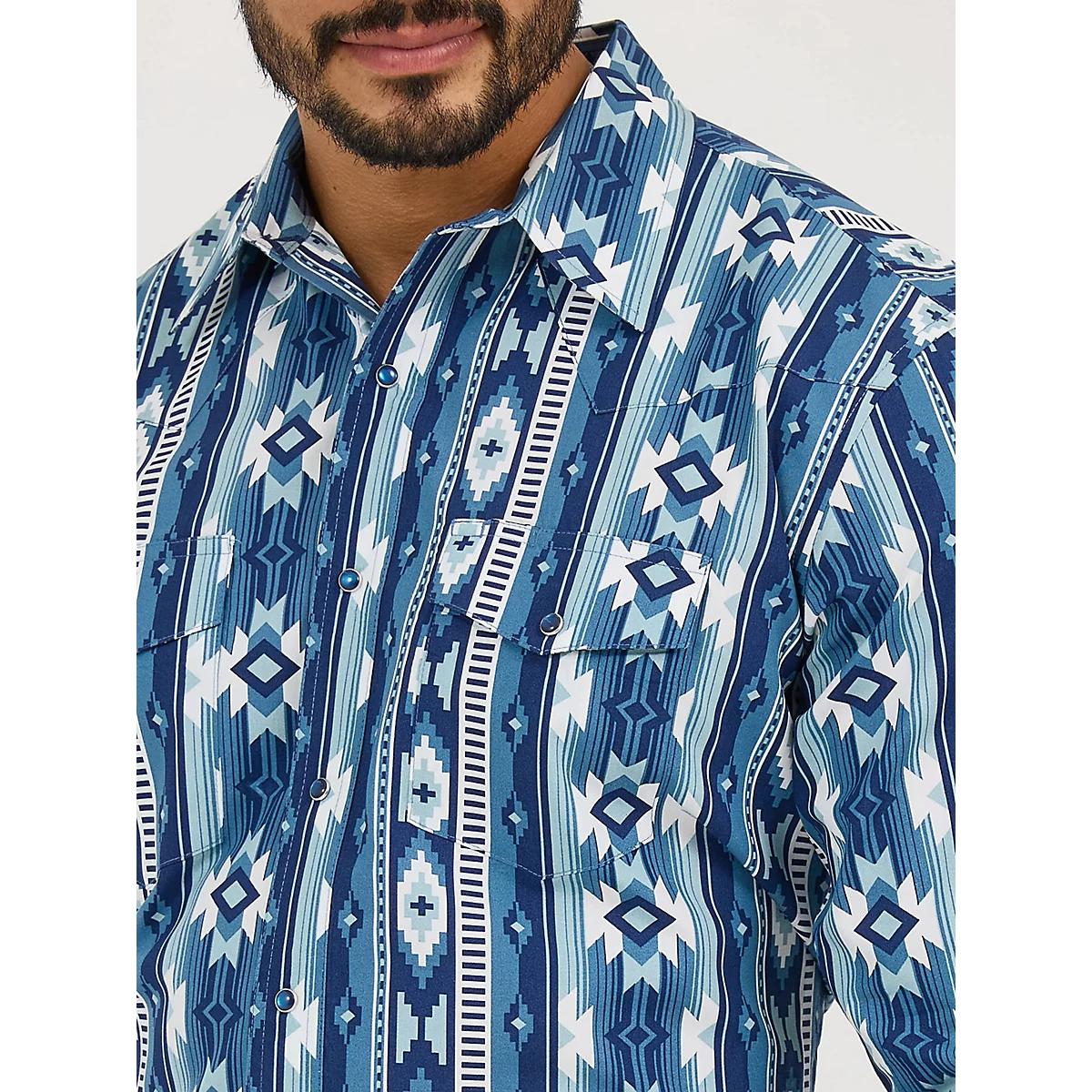 Men's Checotah® Long Sleeve Western Snap Printed Shirt in Ocean Product Image