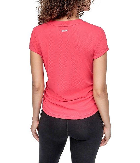 DKNY Sport by Donna Karan V Neck Short Sleeve Tech Ruched Side Seam Tee Product Image
