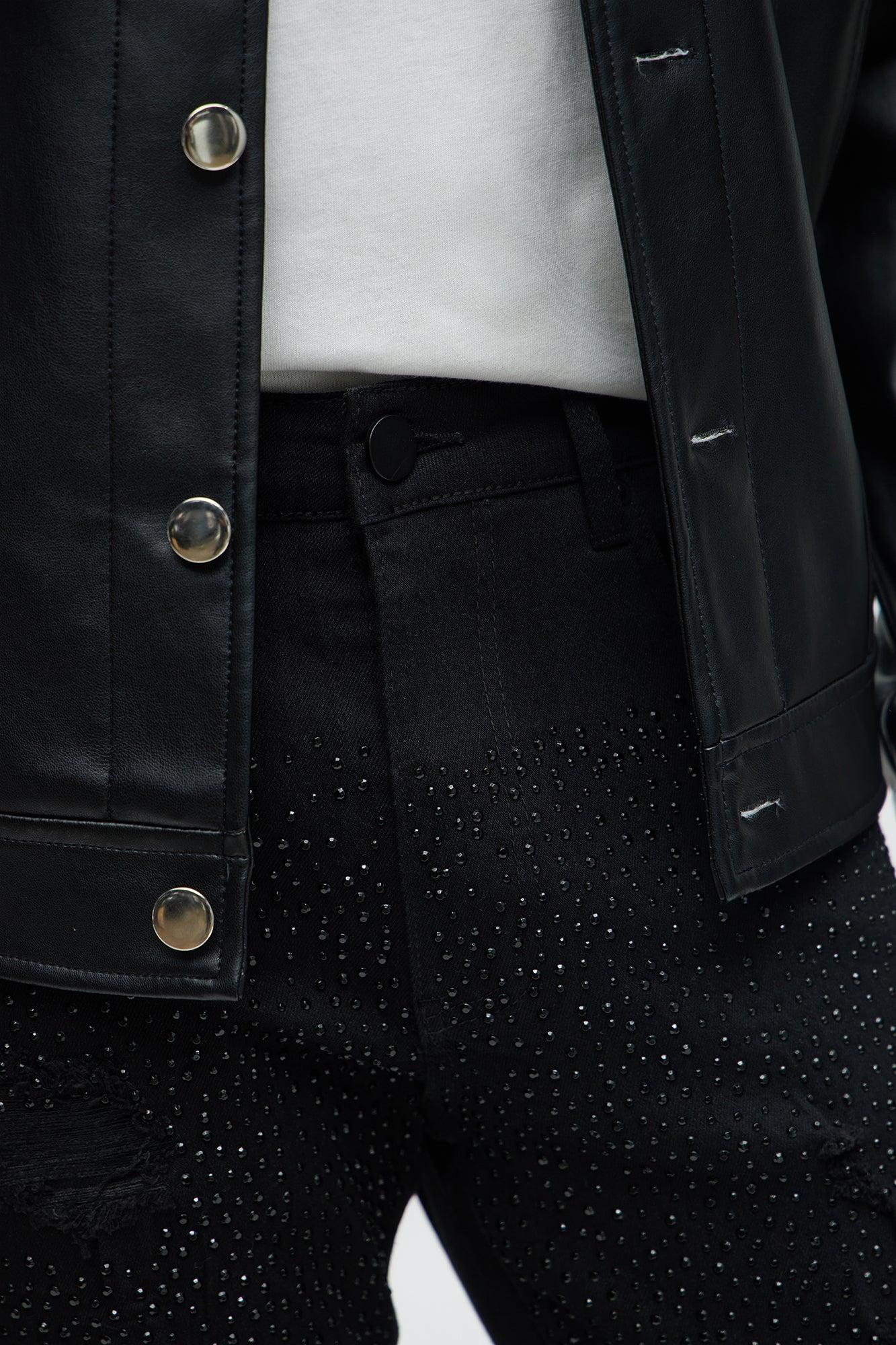 Stacked Skinny Flare On My Bling Distressed Jeans - Black Male Product Image