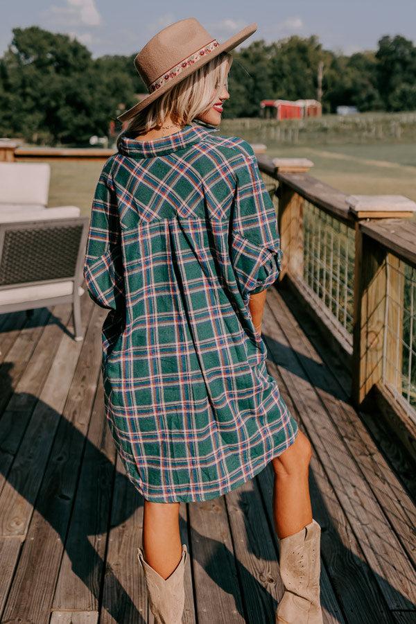 Comfy Glam Flannel Tunic in Hunter Green Product Image