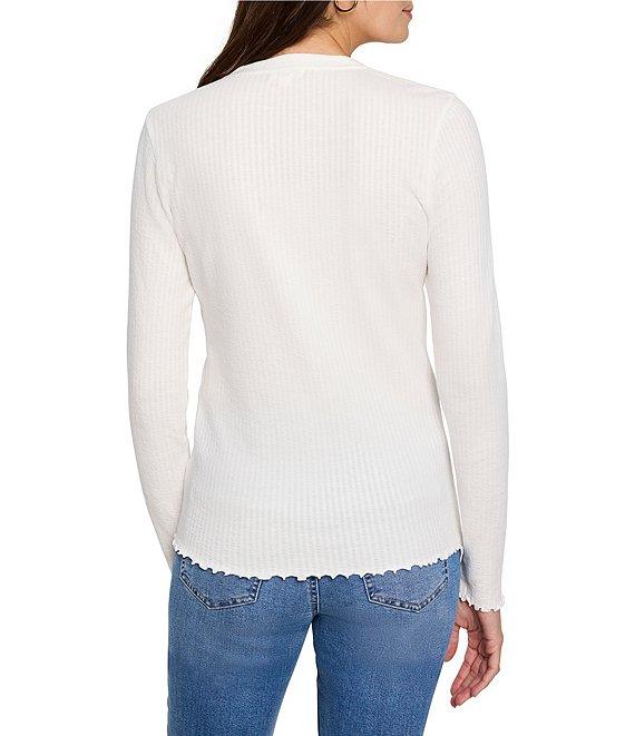 NIC + ZOE Seersucker Long Sleeve Henley Top Product Image