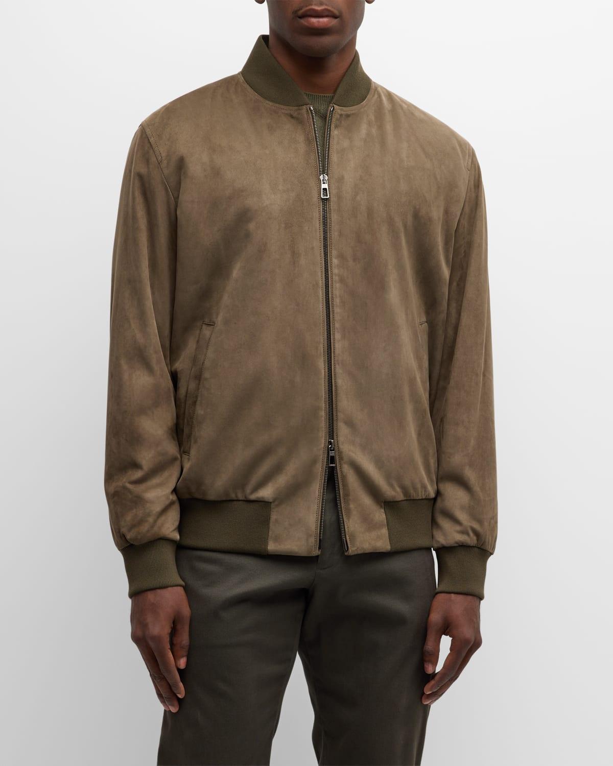 Mens Suede Bomber Jacket Product Image