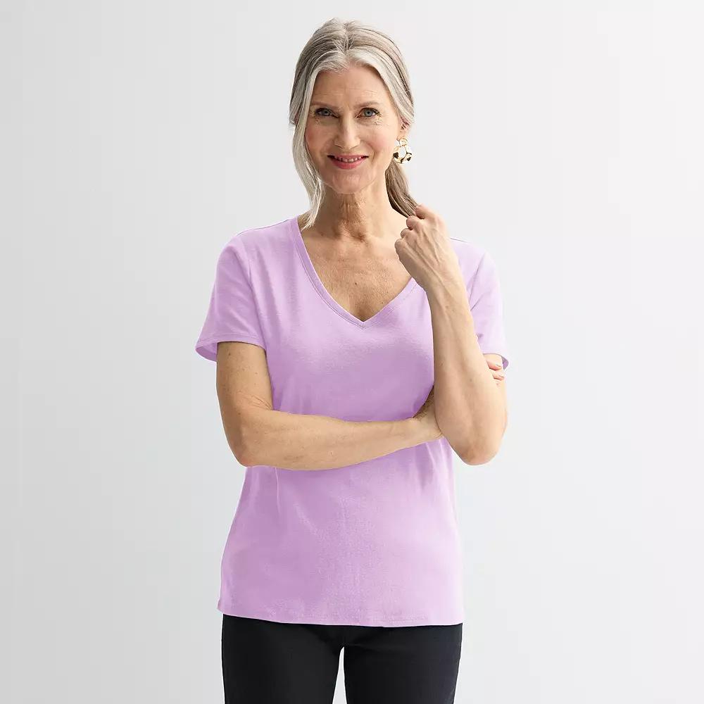 Women's Croft & Barrow® Essential V-Neck Tee, Size: XXL, Vast Purple Product Image