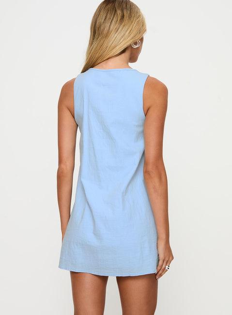 Caddie Tie Mini Dress Blue Product Image