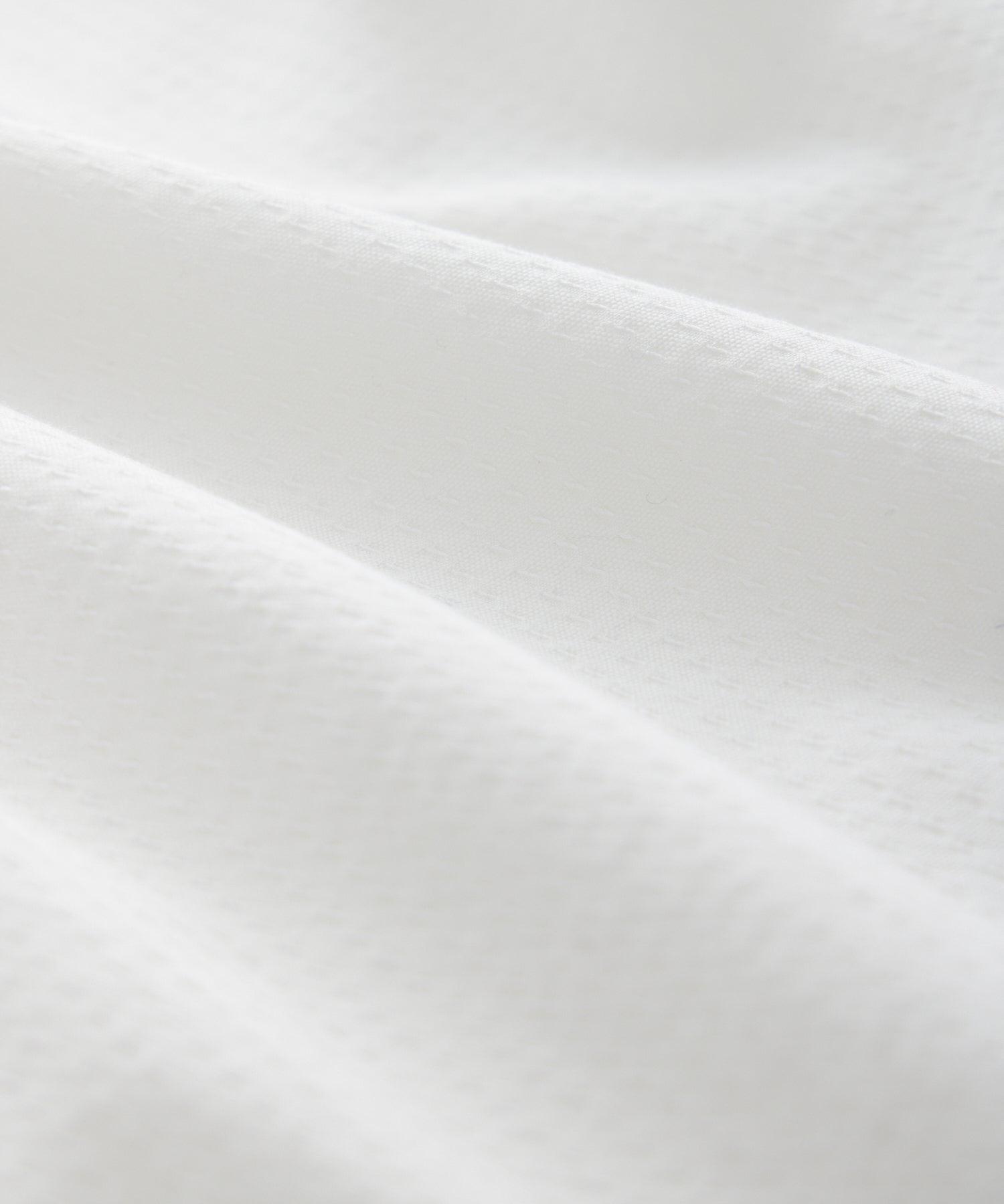 Textured Long-Sleeve Popover Shirt in White Stripe Product Image