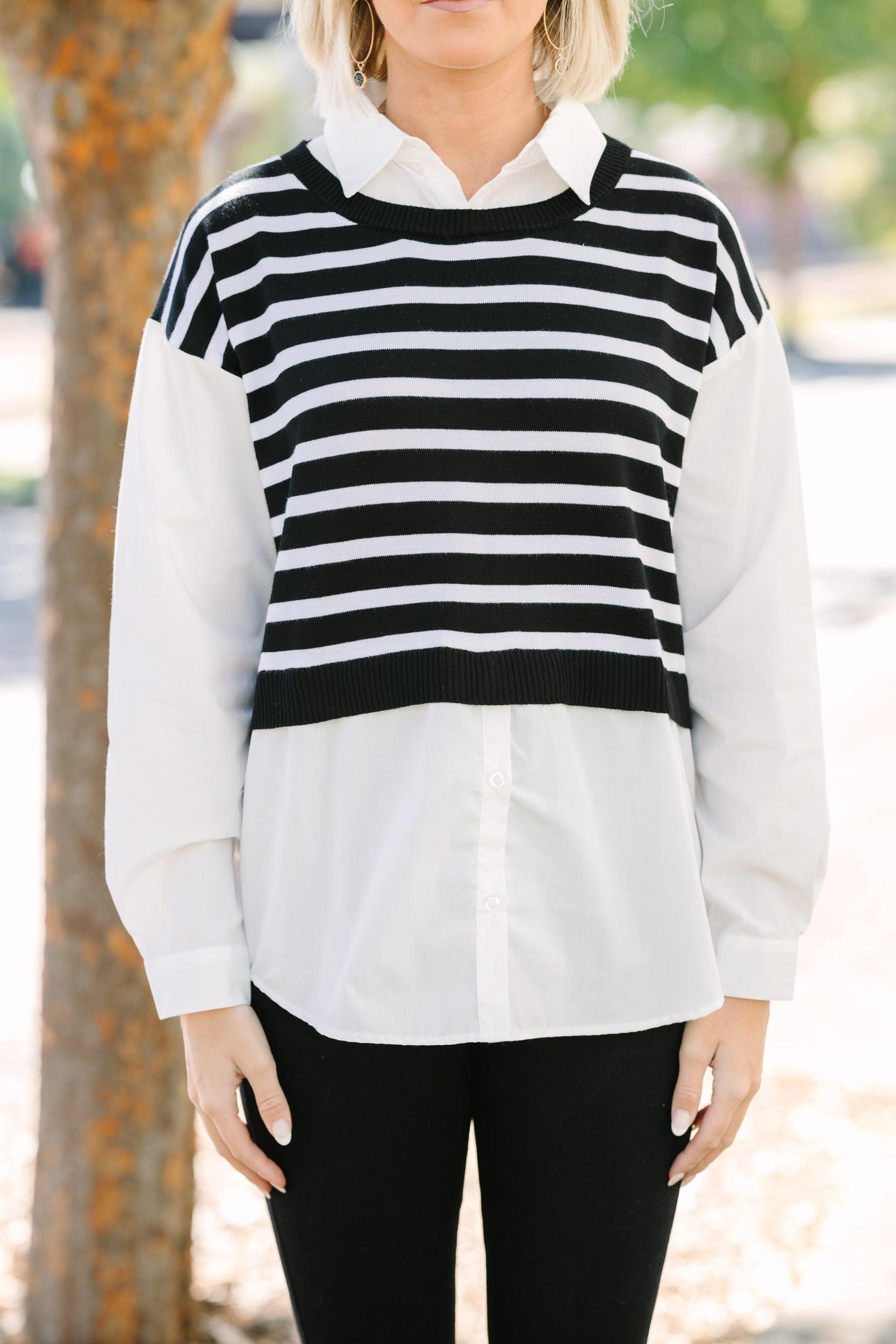Precise Perfection Black Striped Sweater Female Product Image