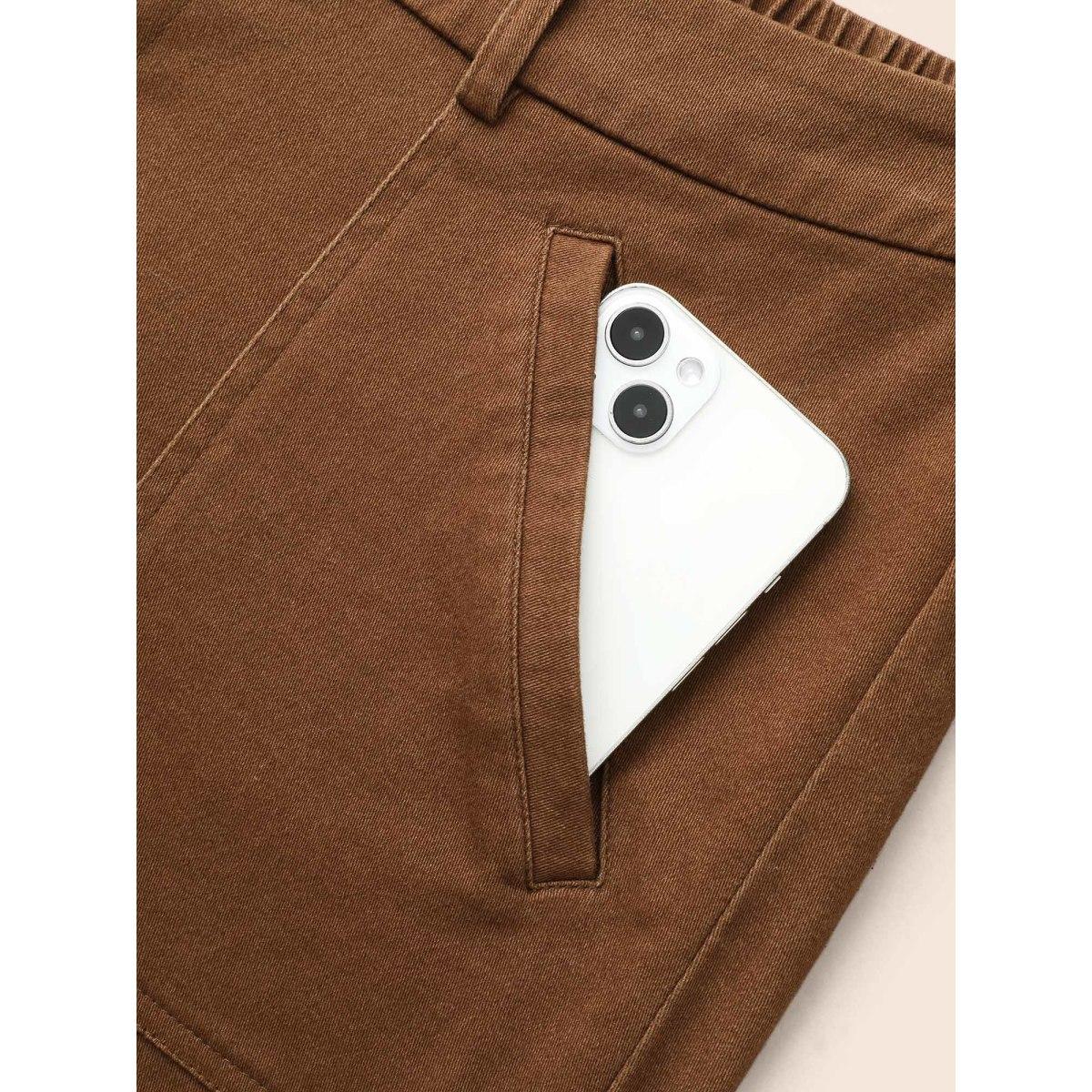 Plus Size Stretch Twill Slim-Fit Straight Pants Women Browncoffeecolor Casual Straight Leg Mid Rise Everyday Pants BloomChic 28/5X Product Image