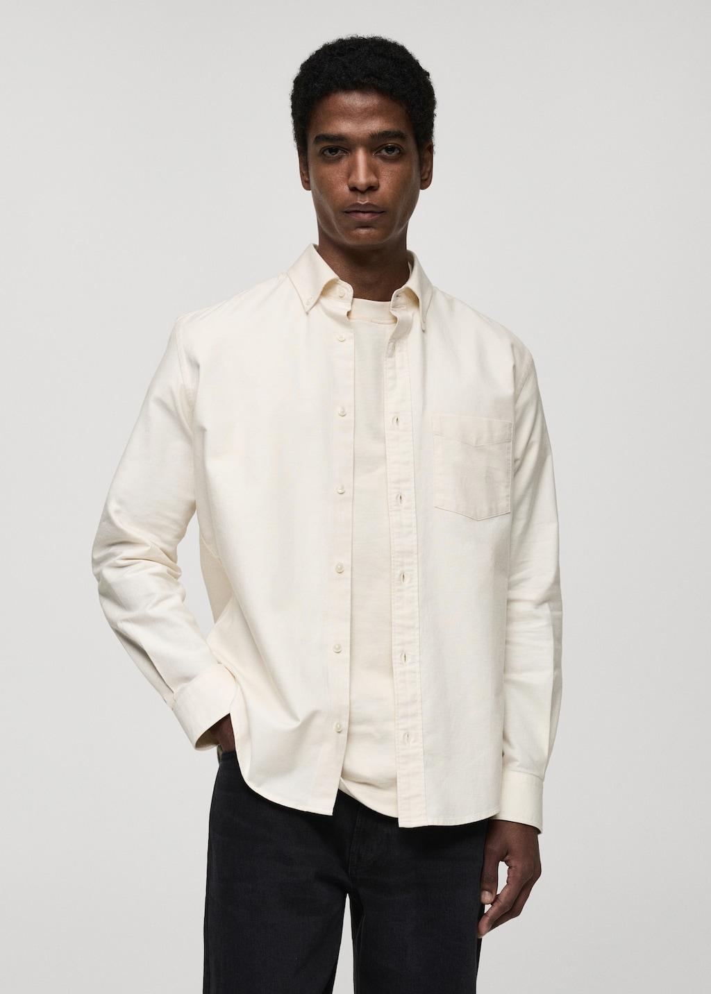 100% cotton Oxford shirt - Men | MANGO USA Product Image