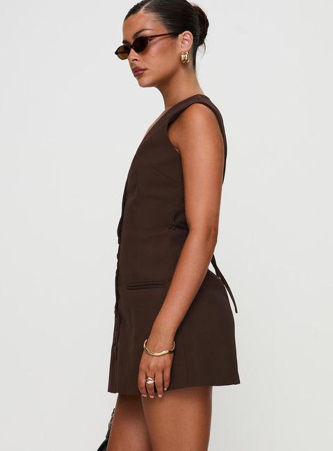 Laire Mini Dress Chocolate Product Image