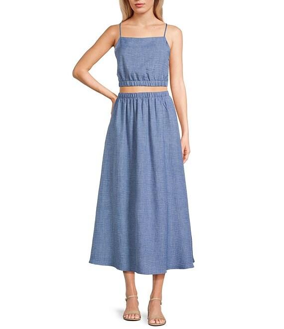 Blu Pepper Square Neck Cropped Coordinating Tank Top Product Image