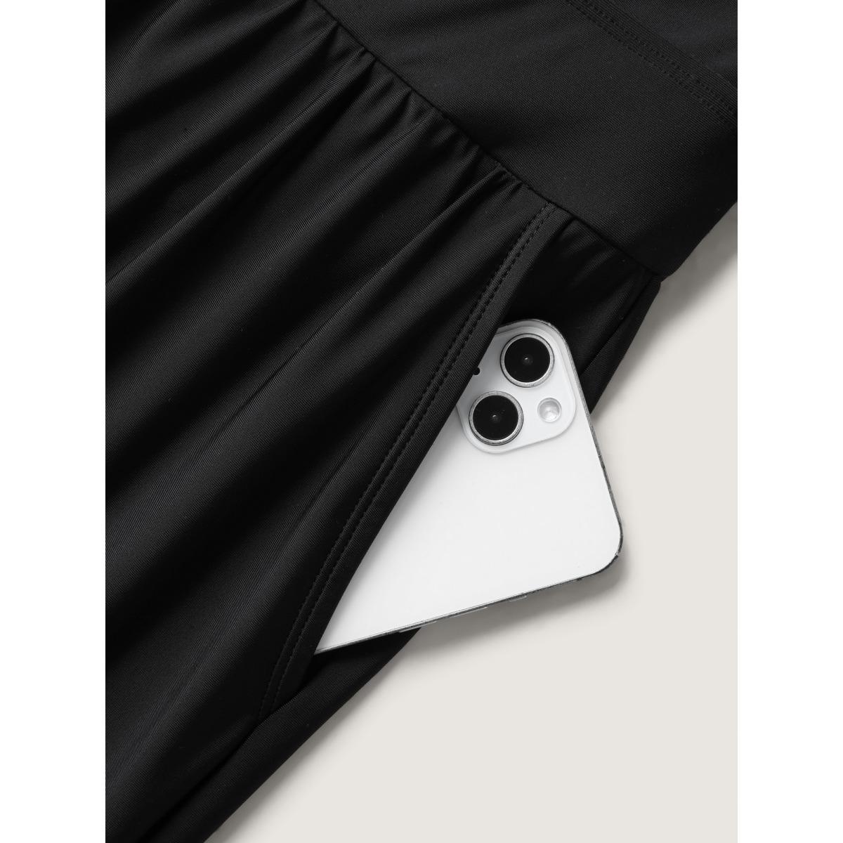 Plus Size Twist Front Ruffled One-Piece Swimsuit Women's Swimwear Black Resort Twist Curve Bathing Suits High stretch One Pieces BloomChic 14-16/1X Product Image