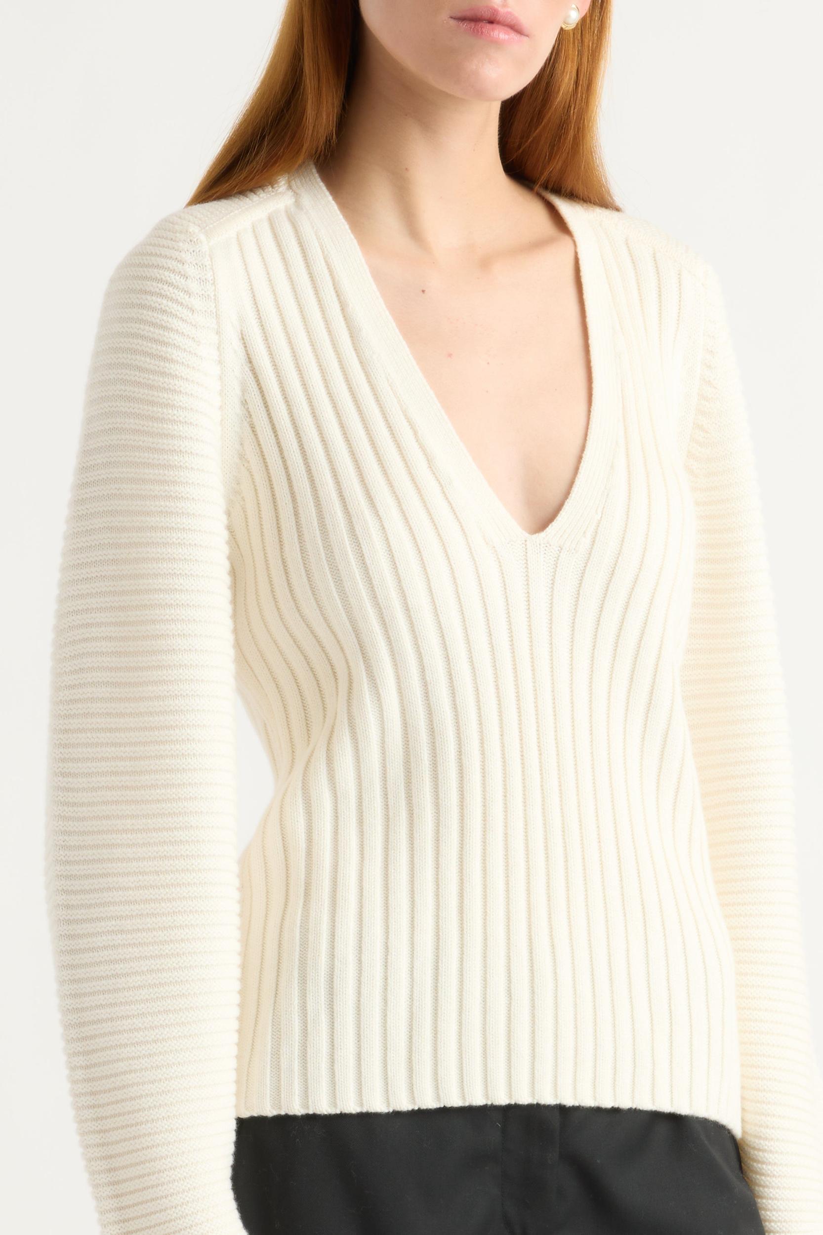 Sanne Ottoman-Knit V-Neck Sweater Product Image