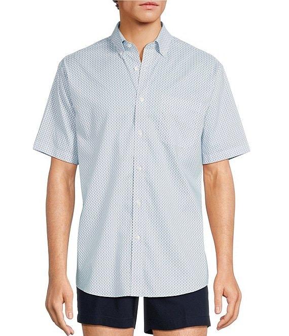Gold Label Roundtree & Yorke Non-Iron Short Sleeve Grid Geo Print Sport Shirt Product Image