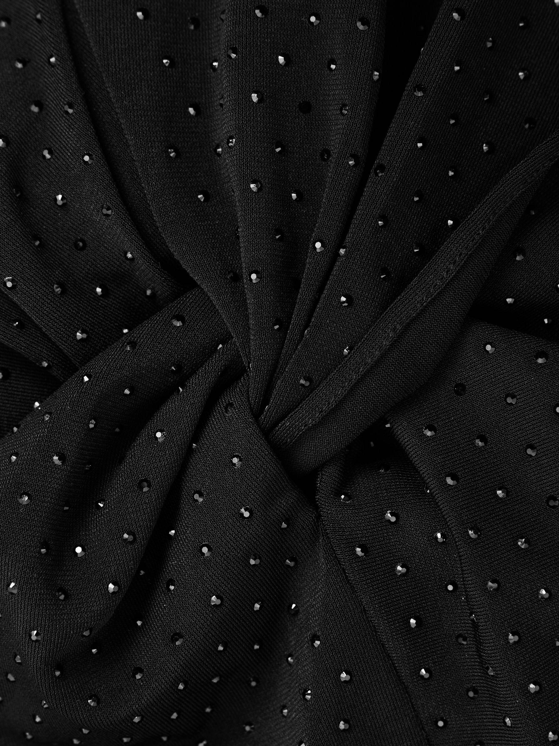 Halston Crystal Jersey Midi Dress in Black Product Image