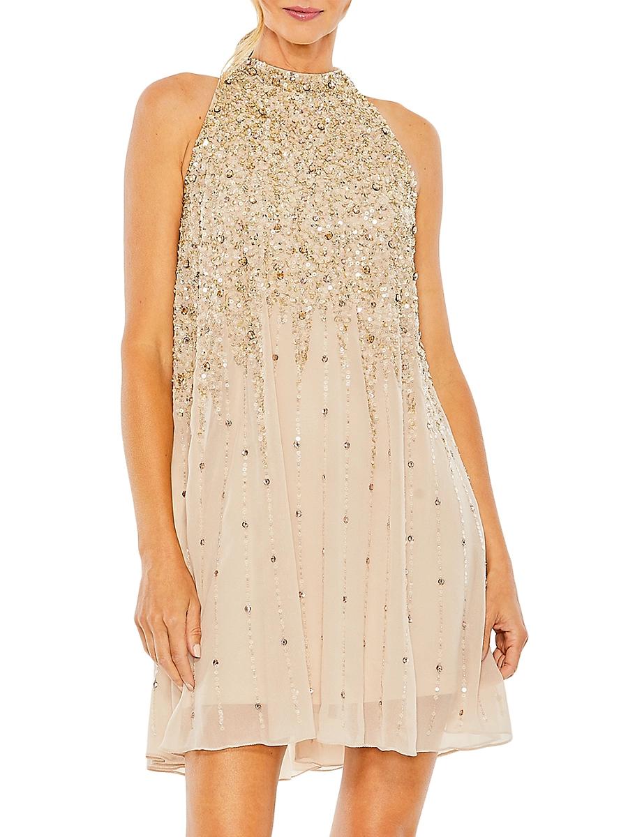 Womens Sequin-Embellished Trapeze Dress Product Image