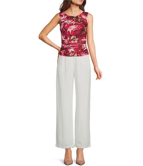 I.N. San Francisco Floral Print Boat Neck Side Shirred Top Product Image