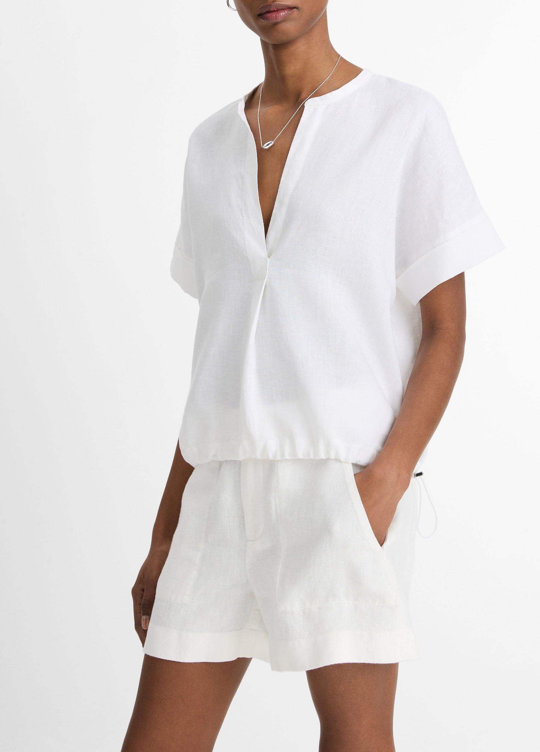 Linen Drawcord-Hem Blouse Product Image