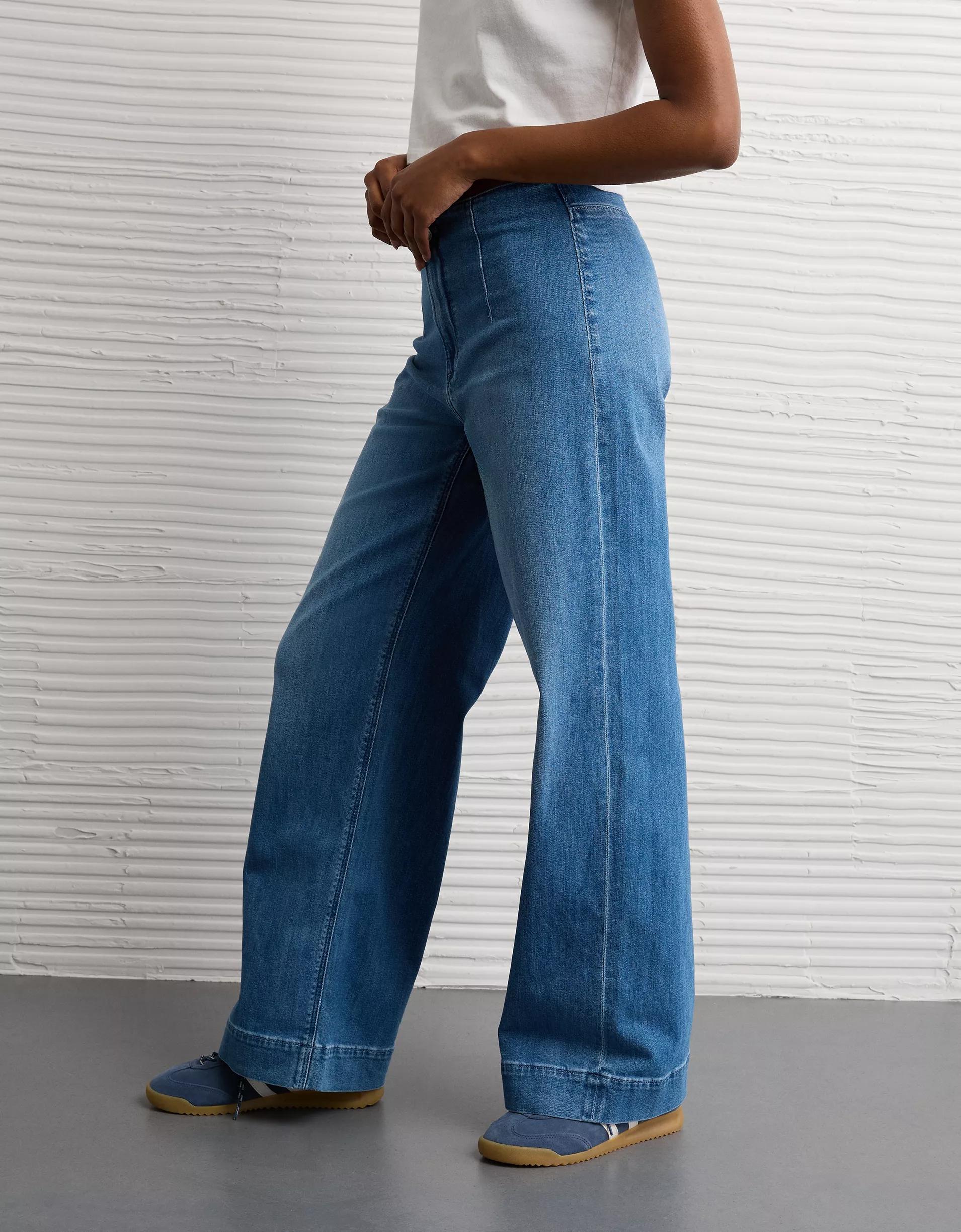 AE Dreamy Drapey Stretch Super High-Waisted Baggy Wide-Leg Jean Product Image