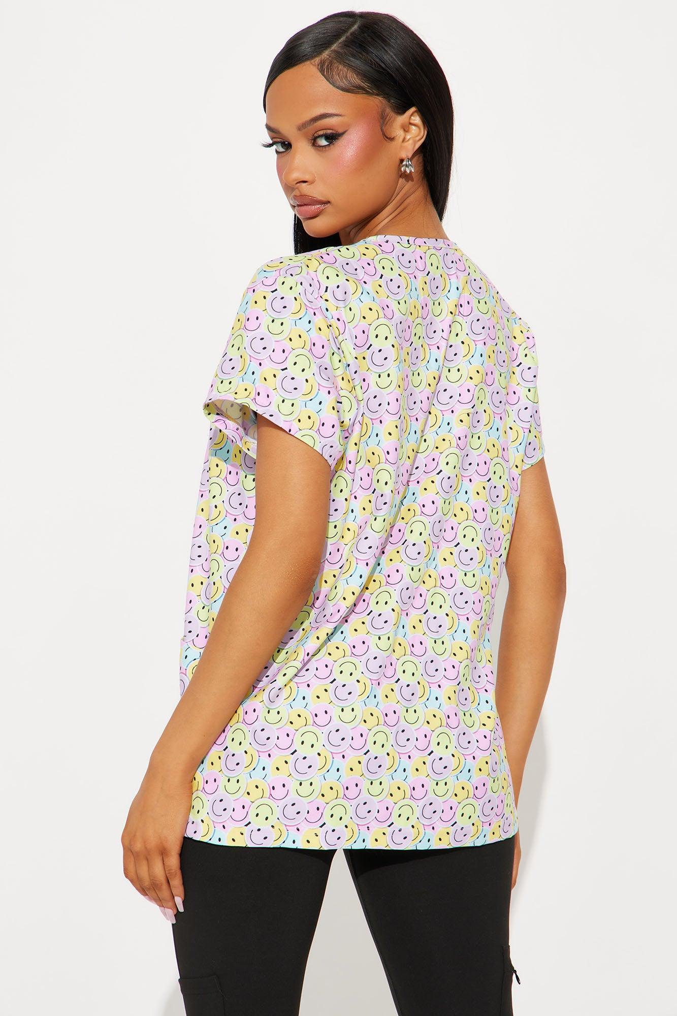 Make You Smile Stretch Uniform Scrub Top - Multi Color Product Image