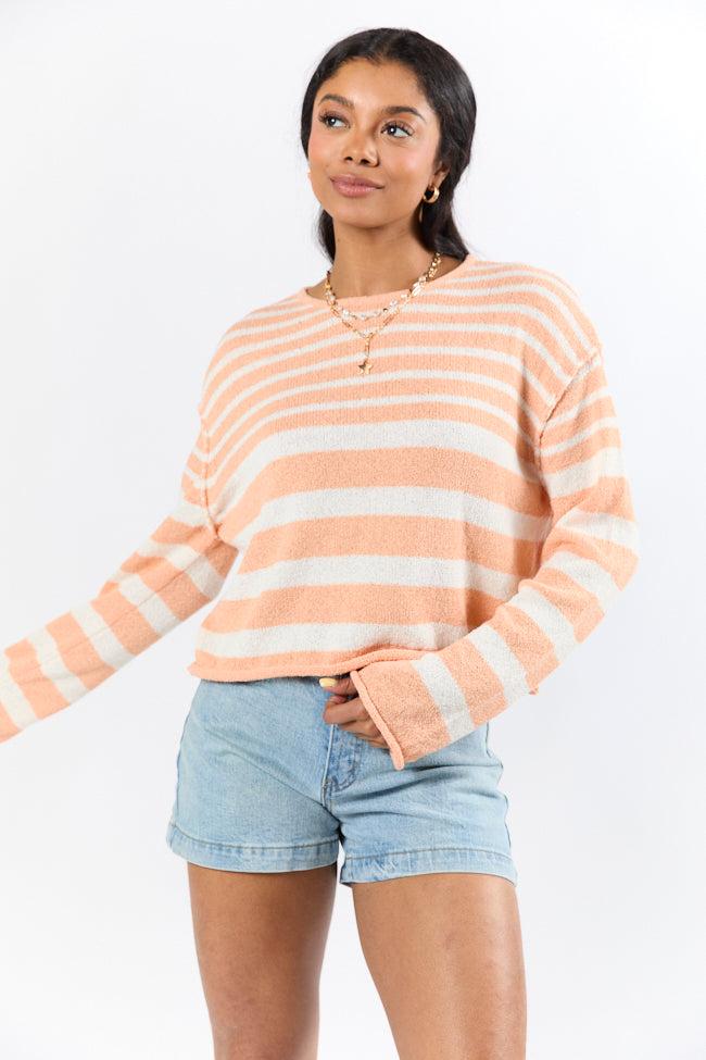 All Decked Out Orange Lightweight Striped Sweater SALE Product Image