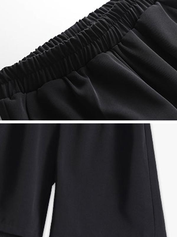 Stylish Solid Color High Waisted A-Line Wide Leg Trousers Product Image