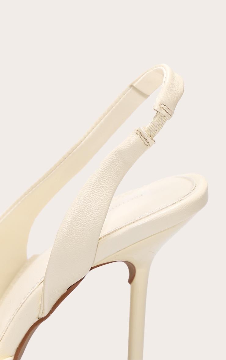 Butter Yellow Pu Point Toe Ruched Sling Back High Stiletto Heeled Courts Product Image