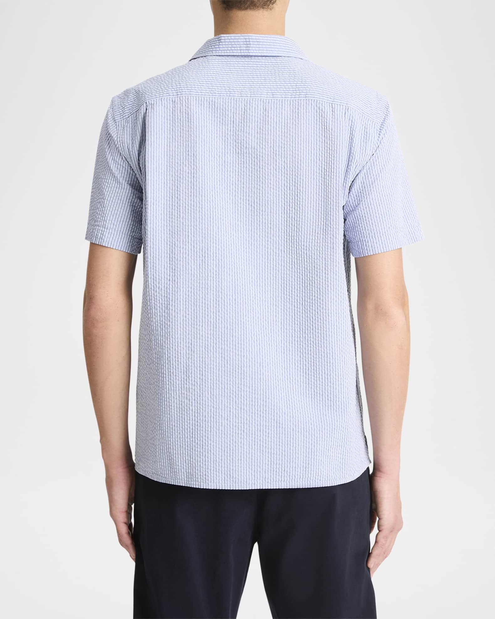 Men's Italian Cotton Seersucker Short-Sleeve Shirt Product Image