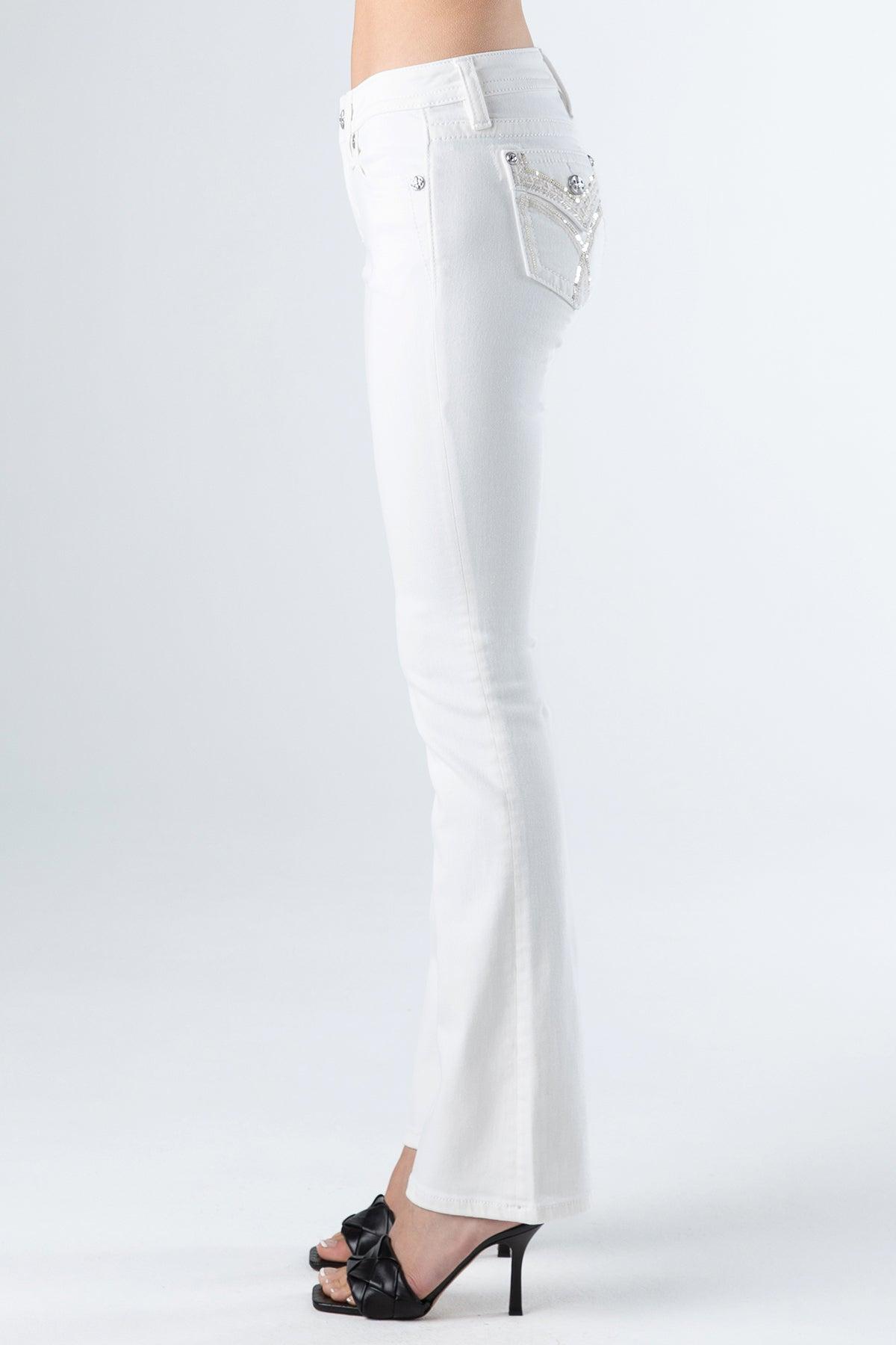 White Crossed Lines Denim Product Image